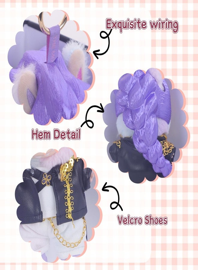 JUNIQUTE Use for Labubu Outfits KPDH Clothes and Accessories Set Designer,17cm Doll Kpop Clothes Outfits 3D Printed Purple Wigs Compatible with Labubu Doll - Image 5